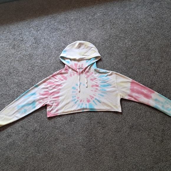 Forever 21 Cropped Tie Dye Hoodie, Size M - Picture 2 of 7